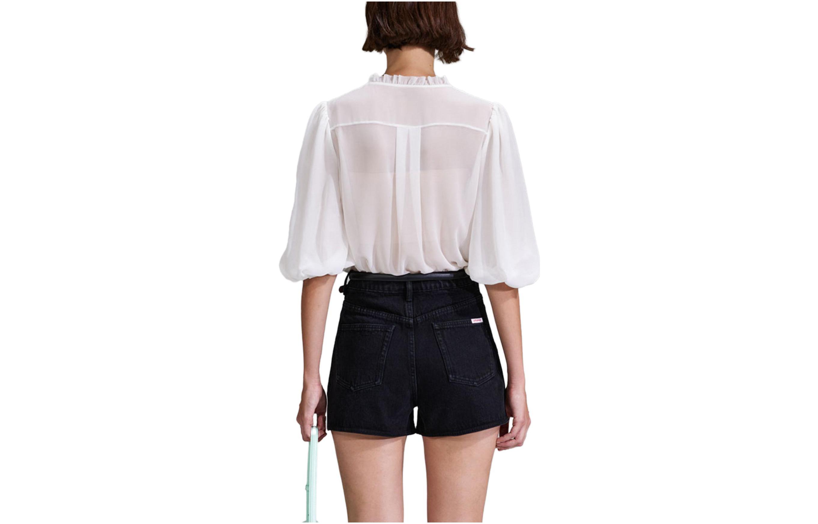 Lookbook (W) Self-Portrait 白色雪紡蕾絲半袖襯衫 SWF342C02500