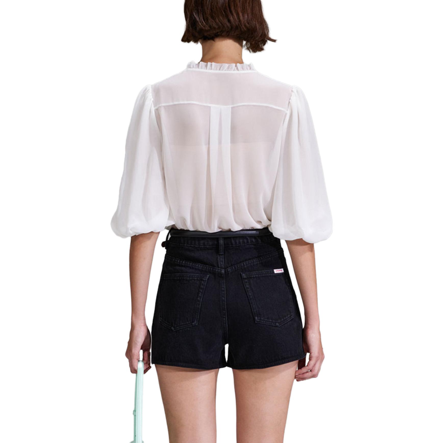 Details for (W) Self-Portrait 白色雪紡蕾絲半袖襯衫 SWF342C02500