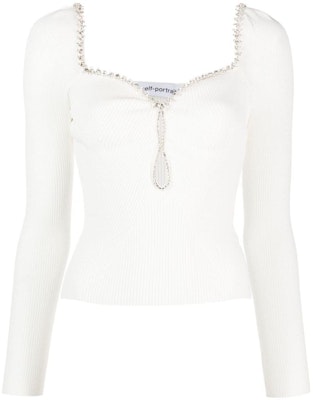 (W) Camiseta Blanca con Cristales Decorativos Self-Portrait PF23120TW Order (W) Camiseta Blanca con Cristales Decorativos Self-Portrait PF23120TW