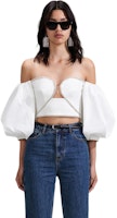 (Women) Self-Portrait White Heart Detail Slim-Fit Fashionable Crop Top SWF341C00300 (Women) Self-Portrait White Heart Detail Slim-Fit Fashionable Crop Top SWF341C00300