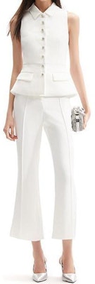 (W) Self-Portrait 白色高腰喇叭連身褲附領口設計 SWF352K02000 Order (W) Self-Portrait 白色高腰喇叭連身褲附領口設計 SWF352K02000