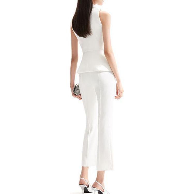 Shop (W) Self-Portrait 白色高腰喇叭連身褲附領口設計 SWF352K02000