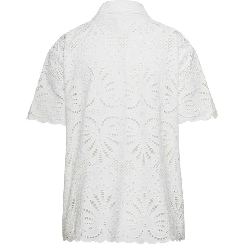Lookbook (W) 셀프 포트레이트 화이트 레이스 카라 숏슬리브 버튼업 셔츠 SS24141TAWWHITE