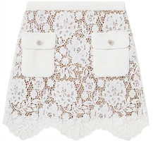 (Women) Self-Portrait White Lace Floral Pleated Mini Skirt A-Line Casual Trendy. SWF343Q00100 (Women) Self-Portrait White Lace Floral Pleated Mini Skirt A-Line Casual Trendy. SWF343Q00100