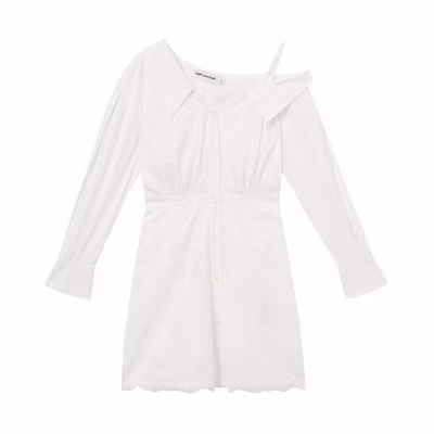 (Women) Self-Portrait White Lace Off-Shoulder Long Sleeve Mini Dress. SWF352Y19500
