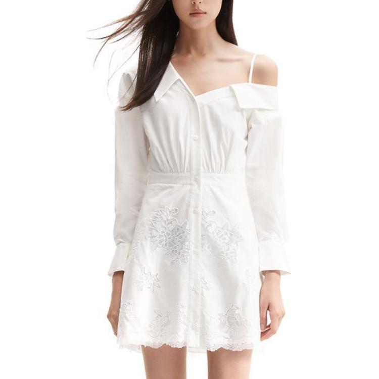 (Women) Self-Portrait  White Lace Off-Shoulder Long Sleeve Mini Dress. SWF352Y19500 圖 3