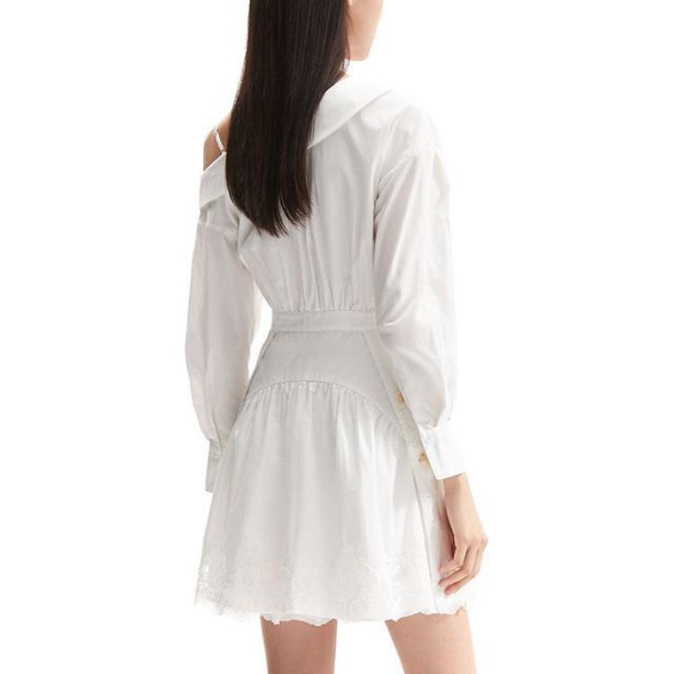 (Women) Self-Portrait  White Lace Off-Shoulder Long Sleeve Mini Dress. SWF352Y19500 圖 4