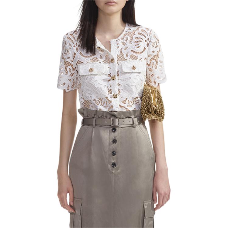 Lookbook (W) Self-Portrait 白色蕾絲短袖上衣 SWF353C00500