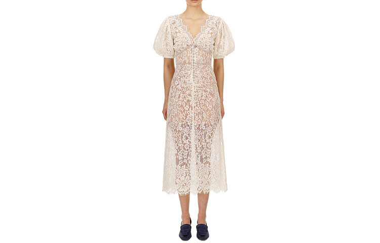 (Women) Self-Portrait  White Lace Short Sleeve Midi Dress SWF204Y09700 圖 2