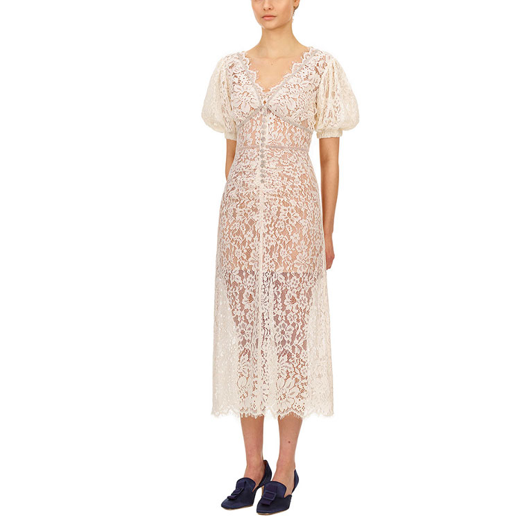 (Women) Self-Portrait  White Lace Short Sleeve Midi Dress SWF204Y09700 圖 7