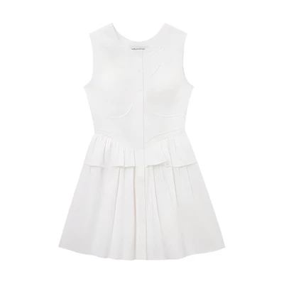 (Women) Self-Portrait White Lace Sleeveless Mini Dress SWF353Y01300