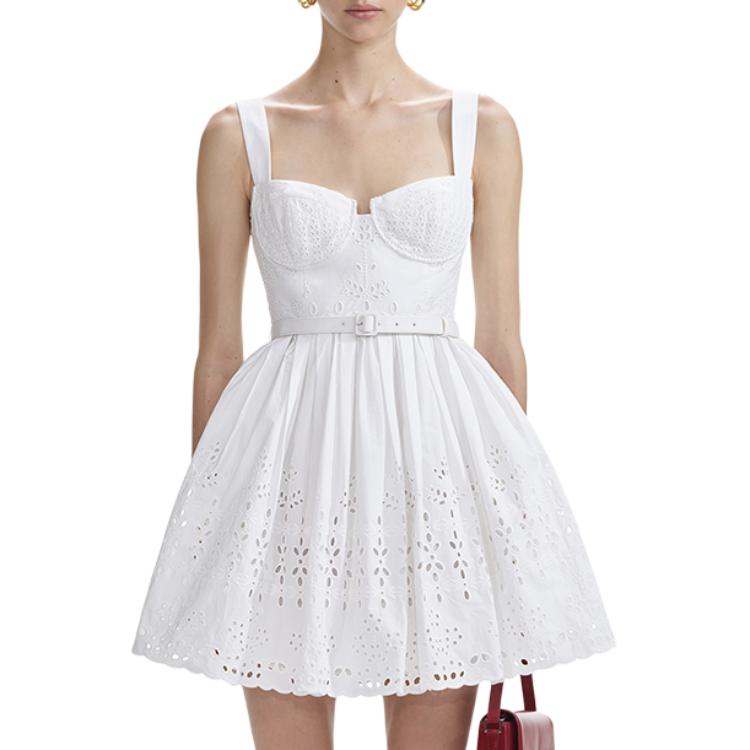 (Women) Self-Portrait  White Lace Sleeveless Mini Dress Elegant Cocktail Partywear SWF353Y00600 圖 3