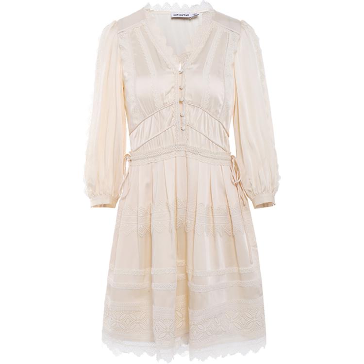 (Women) Self-Portrait  White Lace V-Neck Short Sleeve Dress for Elegant Vacations SWF345Y01600 圖 2