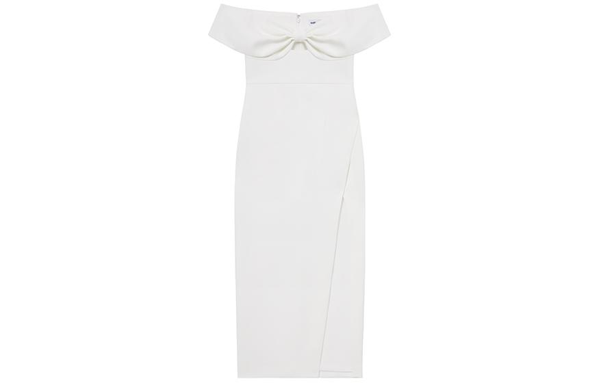 (Women) Self-Portrait  White Midi Dress Off-Shoulder Sleeveless Slim Fit Split Design SWF351Y12300 圖 2