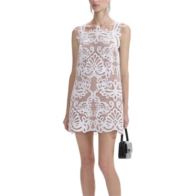 (Women) Self-Portrait  White Minimalist Casual Sleeveless Dress. SP24-108S-W