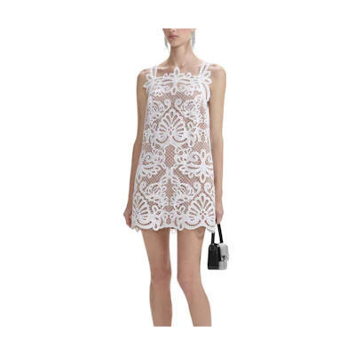 (Women) Self-Portrait White Minimalist Casual Sleeveless Dress. SP24-108S-W