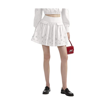 (Women) Self-Portrait White Pleated Utility Mini Skirt Casual Wear. SWF353Q00900