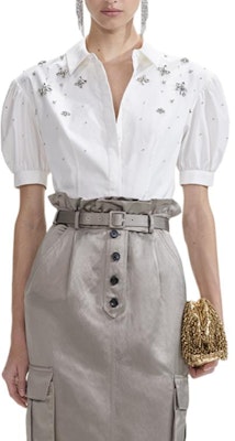 (W) Self-Portrait 白色泡泡袖襯衫鑲嵌水晶細節及領口裝飾。 SWF353C00400 Buy (W) Self-Portrait 白色泡泡袖襯衫鑲嵌水晶細節及領口裝飾。 SWF353C00400