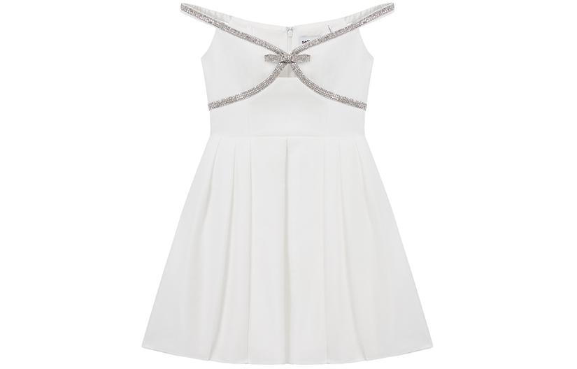 (Women) Self-Portrait  White Sleeveless Cutout Rhinestone Chain Dress SWF351Y01000 圖 2