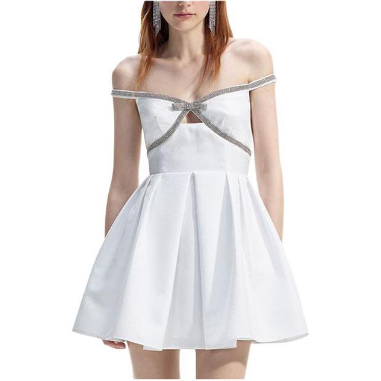 (Women) Self-Portrait  White Sleeveless Cutout Rhinestone Chain Dress SWF351Y01000 圖 3