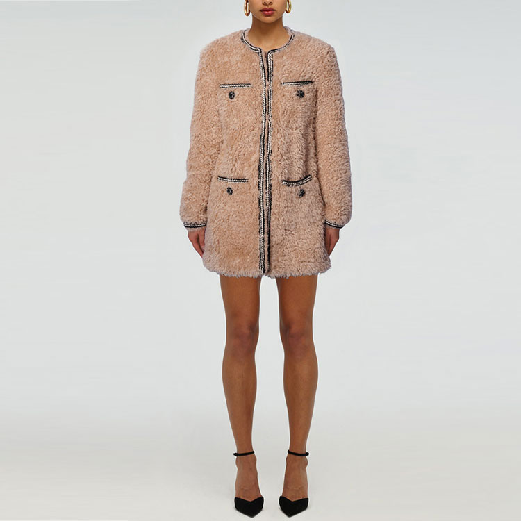 (Women) Self-Portrait  Wool Shearling Coat with Piped Pockets Light Brown SWF331D00200 圖 3