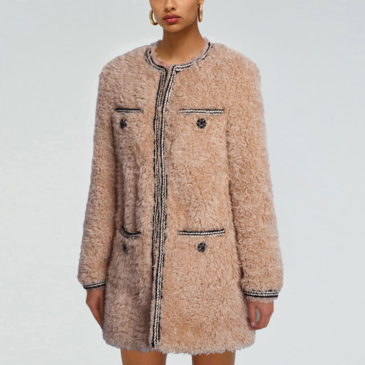 (Women) Self-Portrait  Wool Shearling Coat with Piped Pockets Light Brown SWF331D00200 圖 5