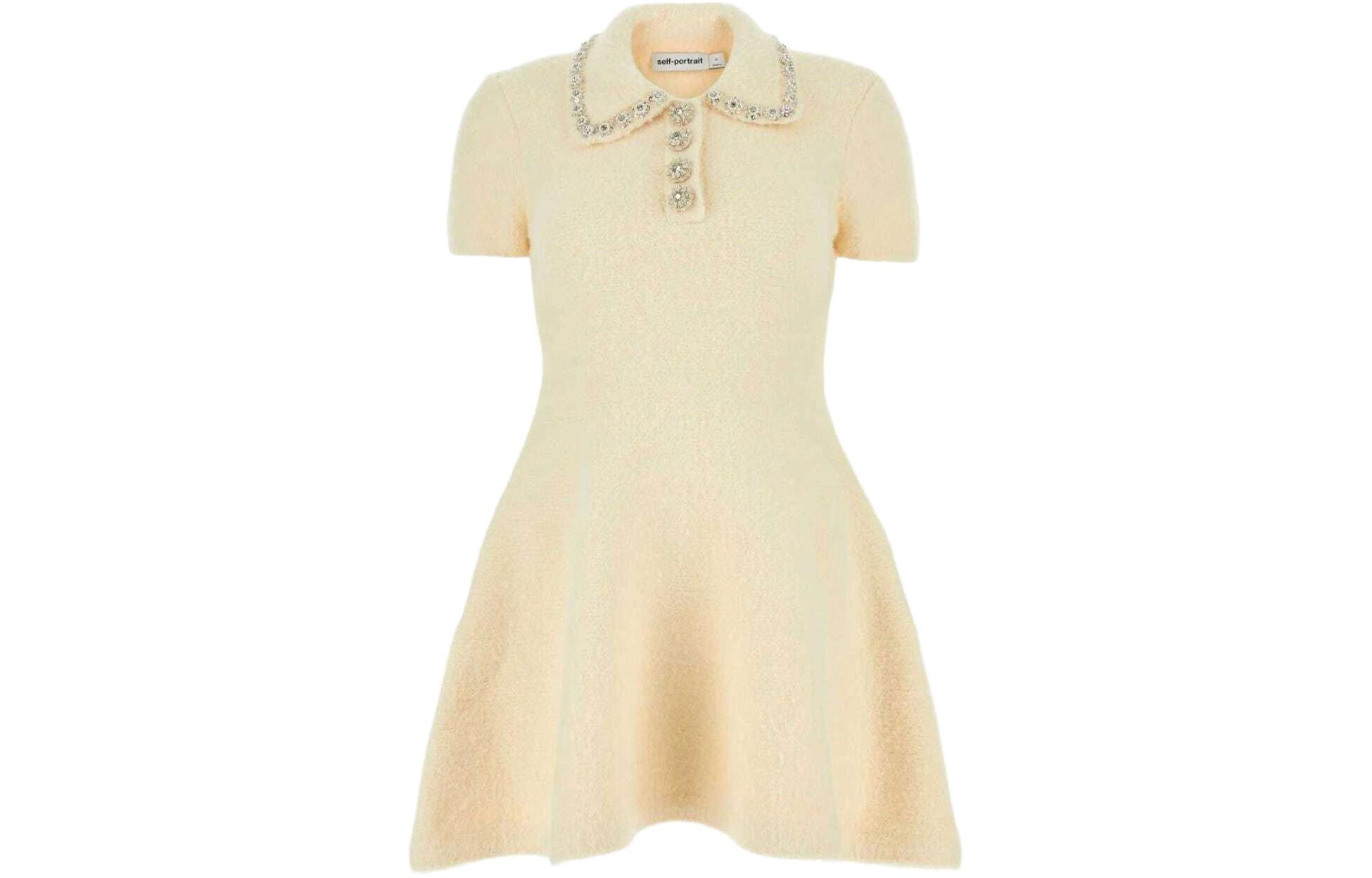 (Women) Self-Portrait  Yellow Short-Sleeve Slim Fit Mini Dress with Collar. RS24129SCCREAM 圖 2
