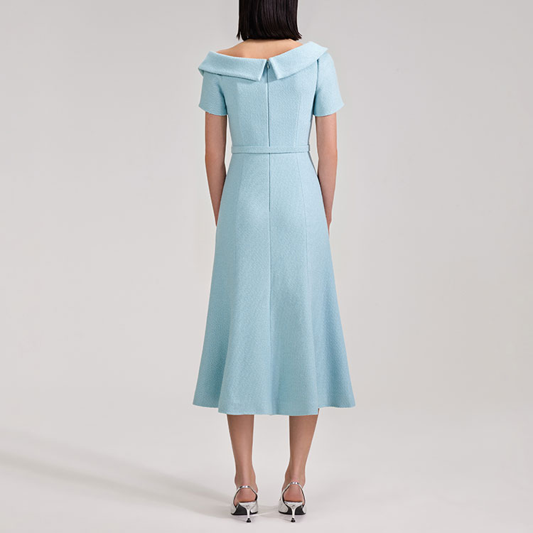 (Women) Self-Portrait Asymmetrical Off-Shoulder Midi Dress Misty Blue SWF343Y04200531 圖 4