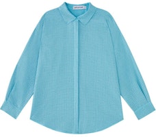 (Women) Self-Portrait Beaded Draped versatile Collared Long-Sleeve Shirt Sky Blue Women SWF341C01700 (Women) Self-Portrait Beaded Draped versatile Collared Long-Sleeve Shirt Sky Blue Women SWF341C01700