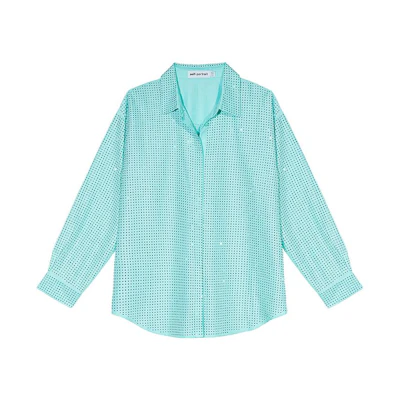 (Women) Self-Portrait Beaded Loose Long Sleeve Cardigan Shirt Women Mint Green. SWF341C01800