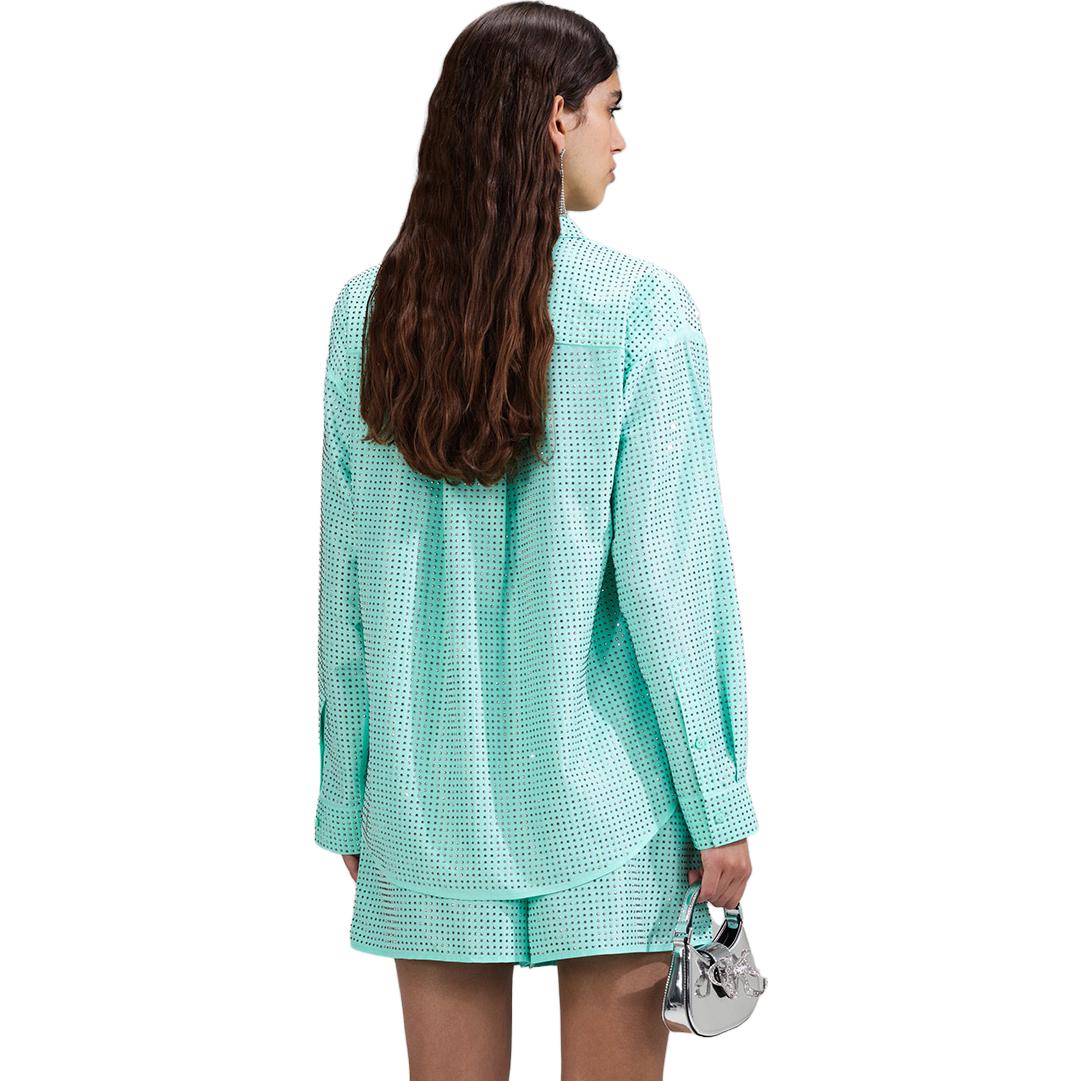 Shop (W) Self-Portrait Kardigan Longgar Lengan Panjang Wanita Hijau Pudina Berkilau. SWF341C01800