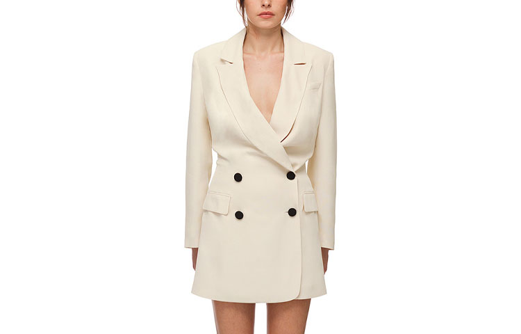 (Women) Self-Portrait Beige Buttoned A-Line Blazer Mini Dress for Women. SWF322Y07600