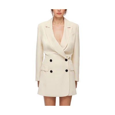 (Women) Self-Portrait Beige Buttoned A-Line Blazer Mini Dress for Women. SWF322Y07600