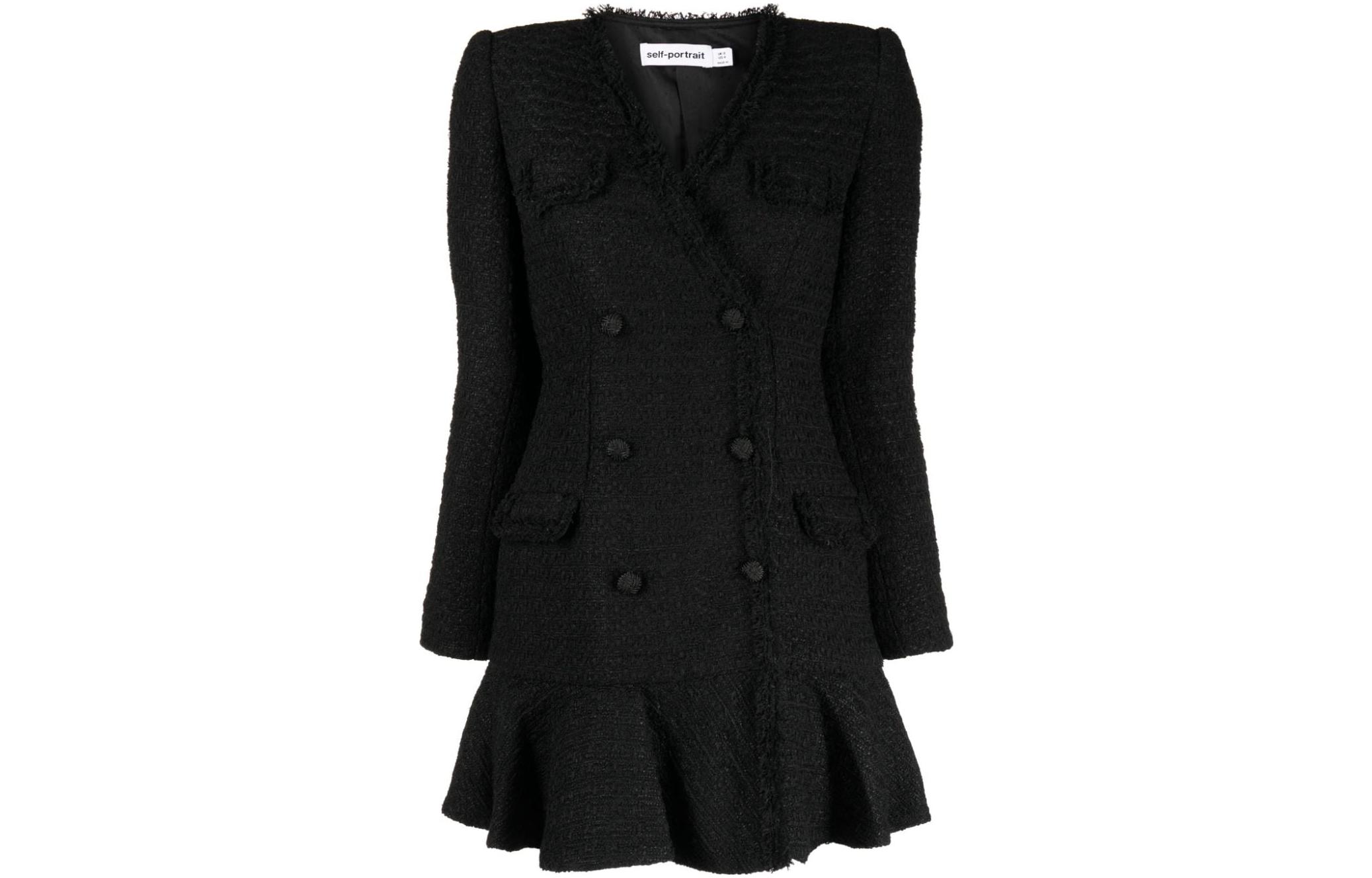 (Women) Self-Portrait Black Double-Breasted V-Neck Long Sleeve Mini Dress Women. AW23181SB-BLACK 圖 2