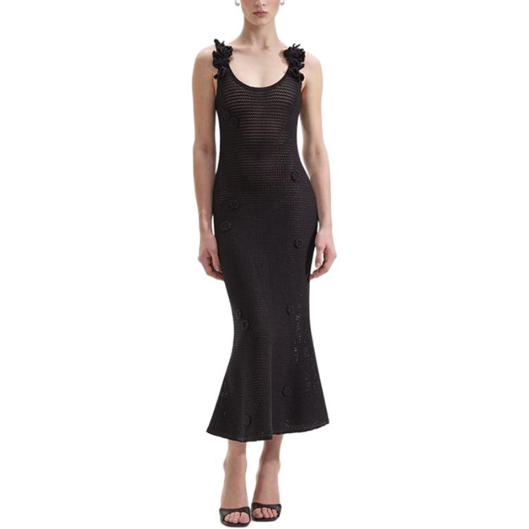 (Women) Self-Portrait Black Embroidered Midi Mermaid Sleeveless Dress for Women. SWF352M07300 圖 3