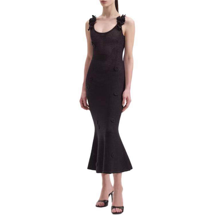 (Women) Self-Portrait Black Embroidered Midi Mermaid Sleeveless Dress for Women. SWF352M07300 圖 5