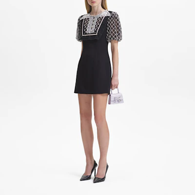 (Women) Self-Portrait Black Lace Sequin Puff Sleeve Short Elegant Party Dress for Women SWF344Y15200911 Lookbook (Women) Self-Portrait Black Lace Sequin Puff Sleeve Short Elegant Party Dress for Women SWF344Y15200911