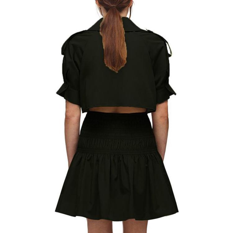 Shop (W) Self-Portrait 黑色短袖風衣腰帶中長連身裙 女裝 SWF322Y07200