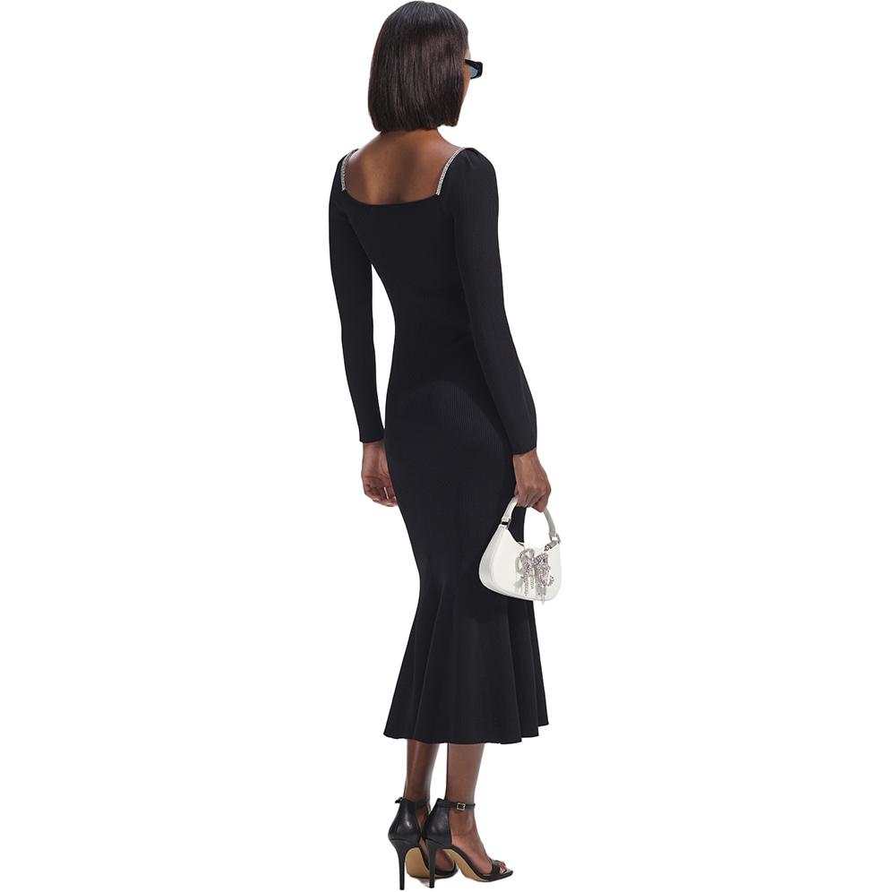 (Women) Self-Portrait Black U-Neck Long-Sleeve Mermaid Knit Dress with Iris Detailing. SWF351M01900 圖 5