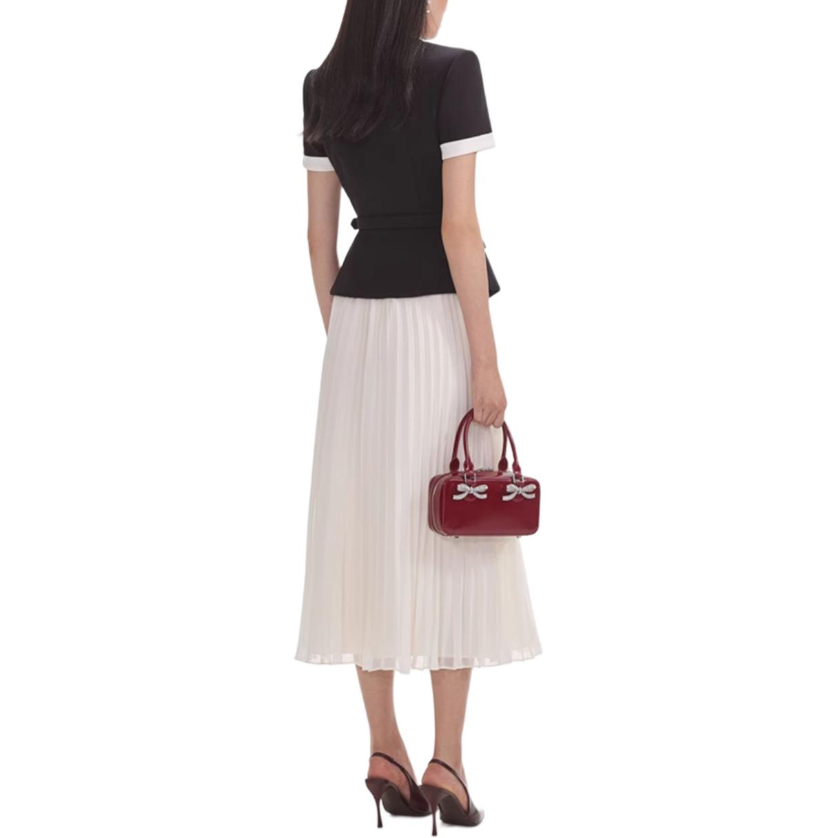 (Women) Self-Portrait Black White V-Neck Midi Dress for Women. SWF354Y11600 圖 4