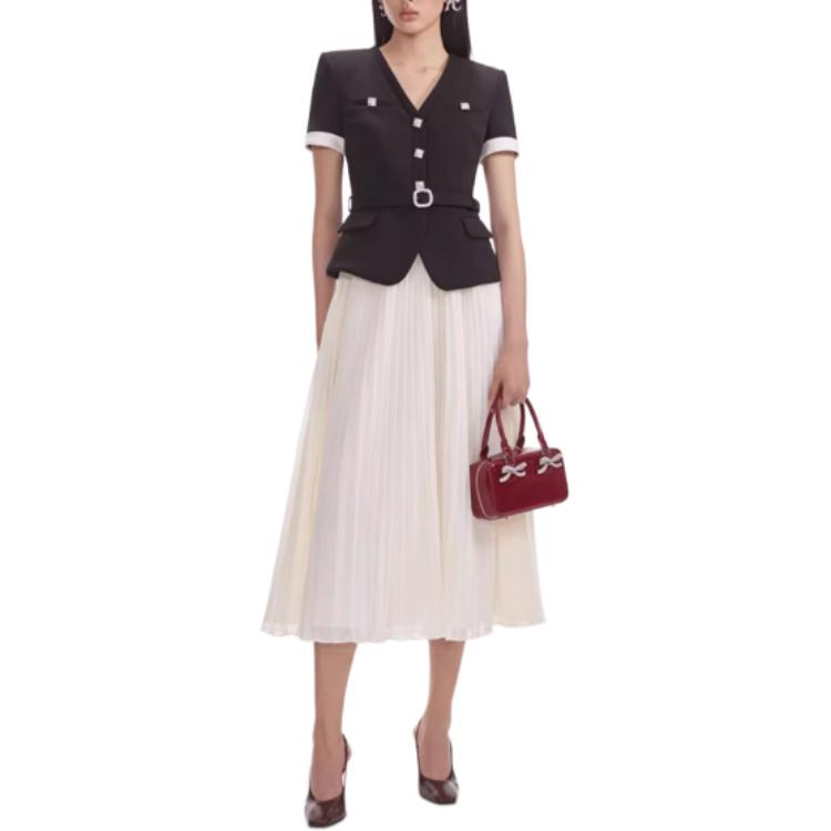 (Women) Self-Portrait Black White V-Neck Midi Dress for Women. SWF354Y11600 圖 5