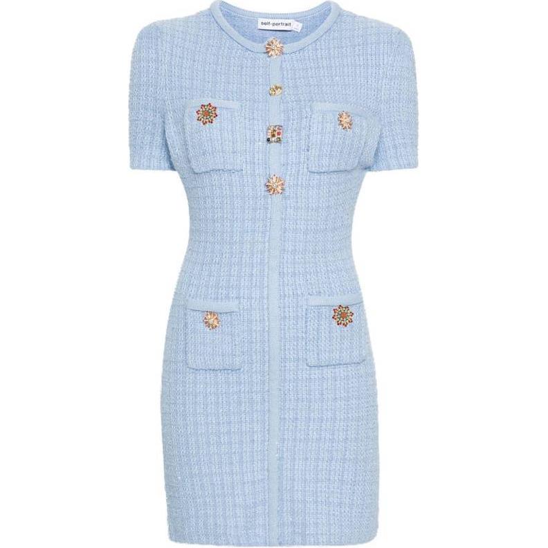 (Women) Self-Portrait Blue Button-Up Midi Short Sleeve Dress PF24041SABLBLUE 圖 2