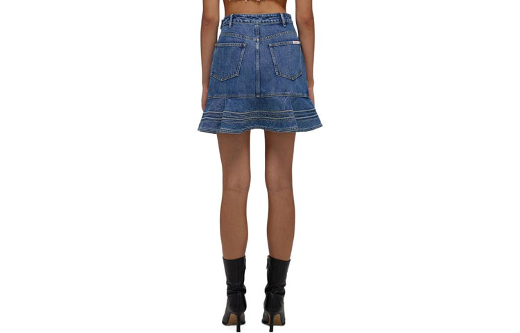 (Women) Self-Portrait Blue Ruffled Asymmetrical Denim Mini Skirt for Women. SWF332Q01600 圖 3