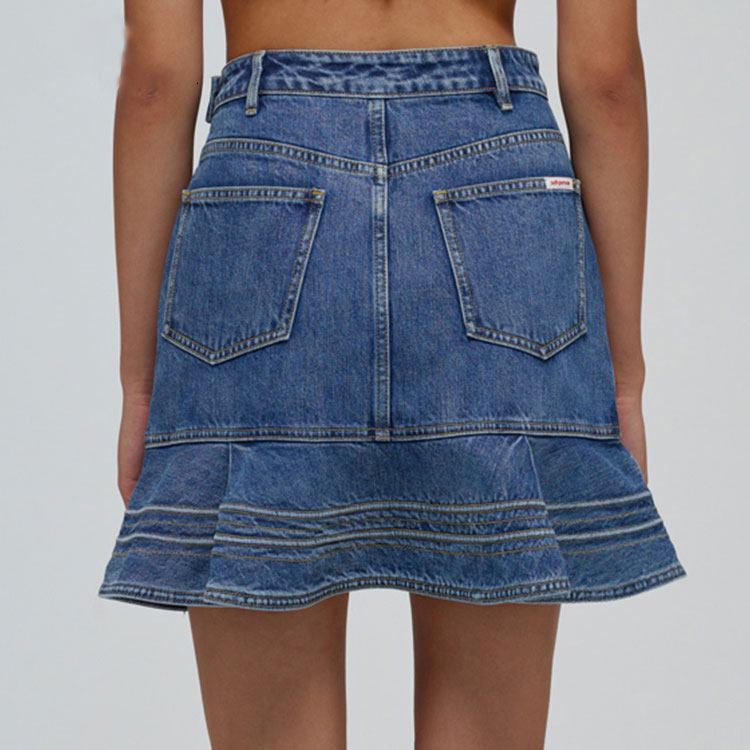 (Women) Self-Portrait Blue Ruffled Asymmetrical Denim Mini Skirt for Women. SWF332Q01600 圖 6