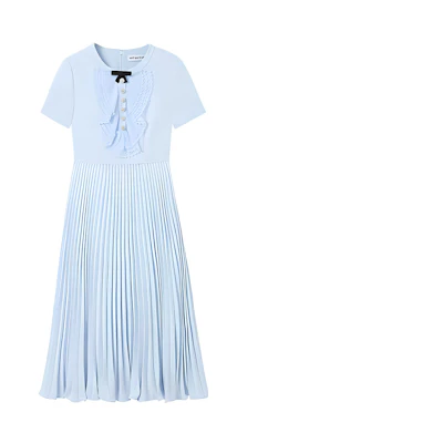 (Women) Self-Portrait Bow Lace Evening Gown Elegant Short Sleeve Pleated Long Dress Women SWF343Y10000