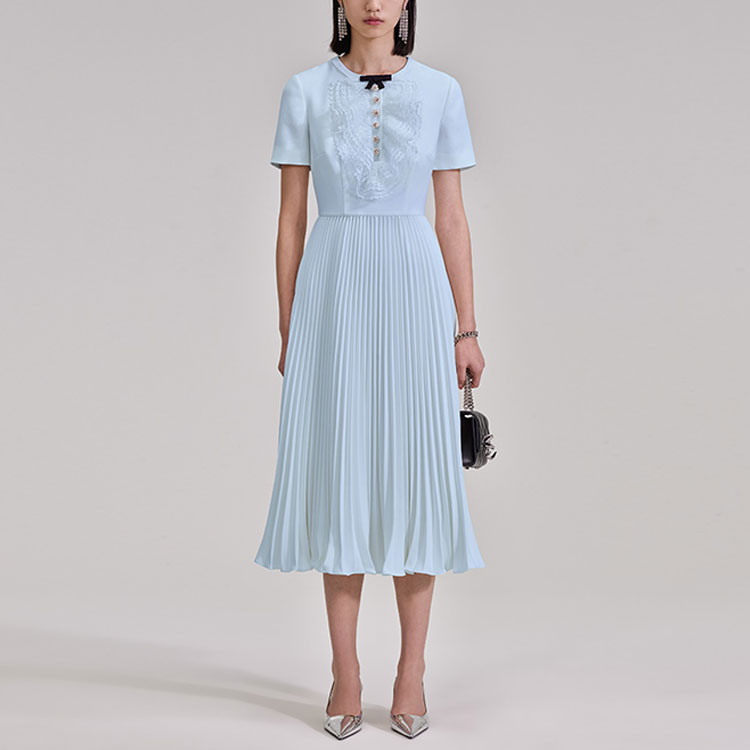 Lookbook (W) Self-Portrait 蝴蝶結蕾絲晚禮服 優雅短袖百褶長裙 女裝 SWF343Y10000