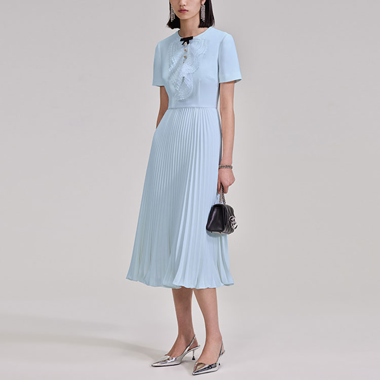 Purchase (W) Self-Portrait 蝴蝶結蕾絲晚禮服 優雅短袖百褶長裙 女裝 SWF343Y10000