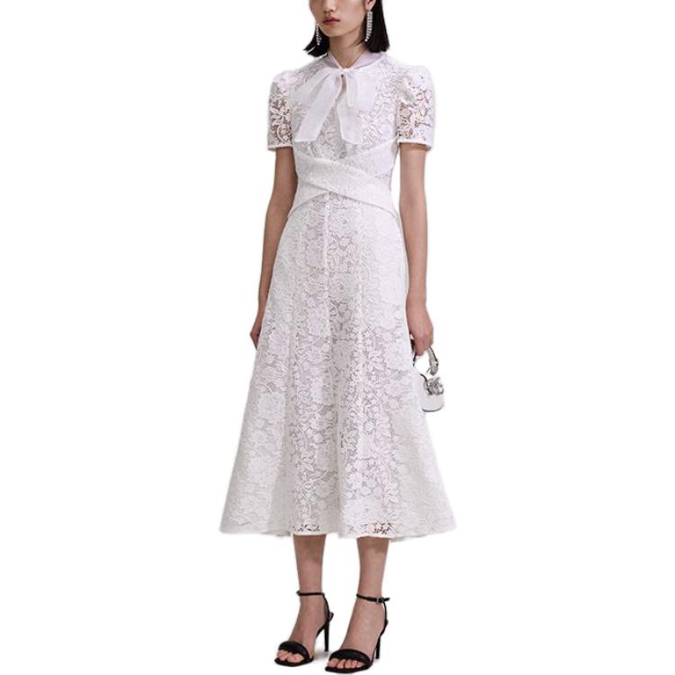 Lookbook (W) Self-Portrait 蝴蝶结蕾丝修身晚礼服 优雅长款公主短袖连衣裙 SWF343Y04500