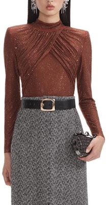 (W) Self-Portrait 棕色水鑽網紗長袖修身T恤 SWF354C01800 Order (W) Self-Portrait 棕色水鑽網紗長袖修身T恤 SWF354C01800