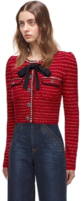 (W) Self-Portrait 酒紅色蝴蝶結長袖粗花呢短款開襟外套女裝 SWF325M15700 Lookbook (W) Self-Portrait 酒紅色蝴蝶結長袖粗花呢短款開襟外套女裝 SWF325M15700